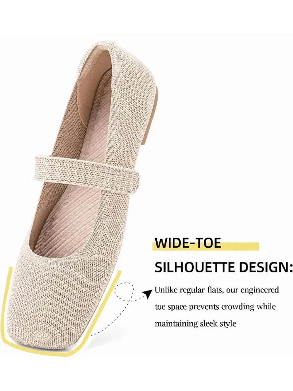 Women's Almond Rubber Knit Wide Toe Adjustable Straps Flat Slip On Comfort Shoes